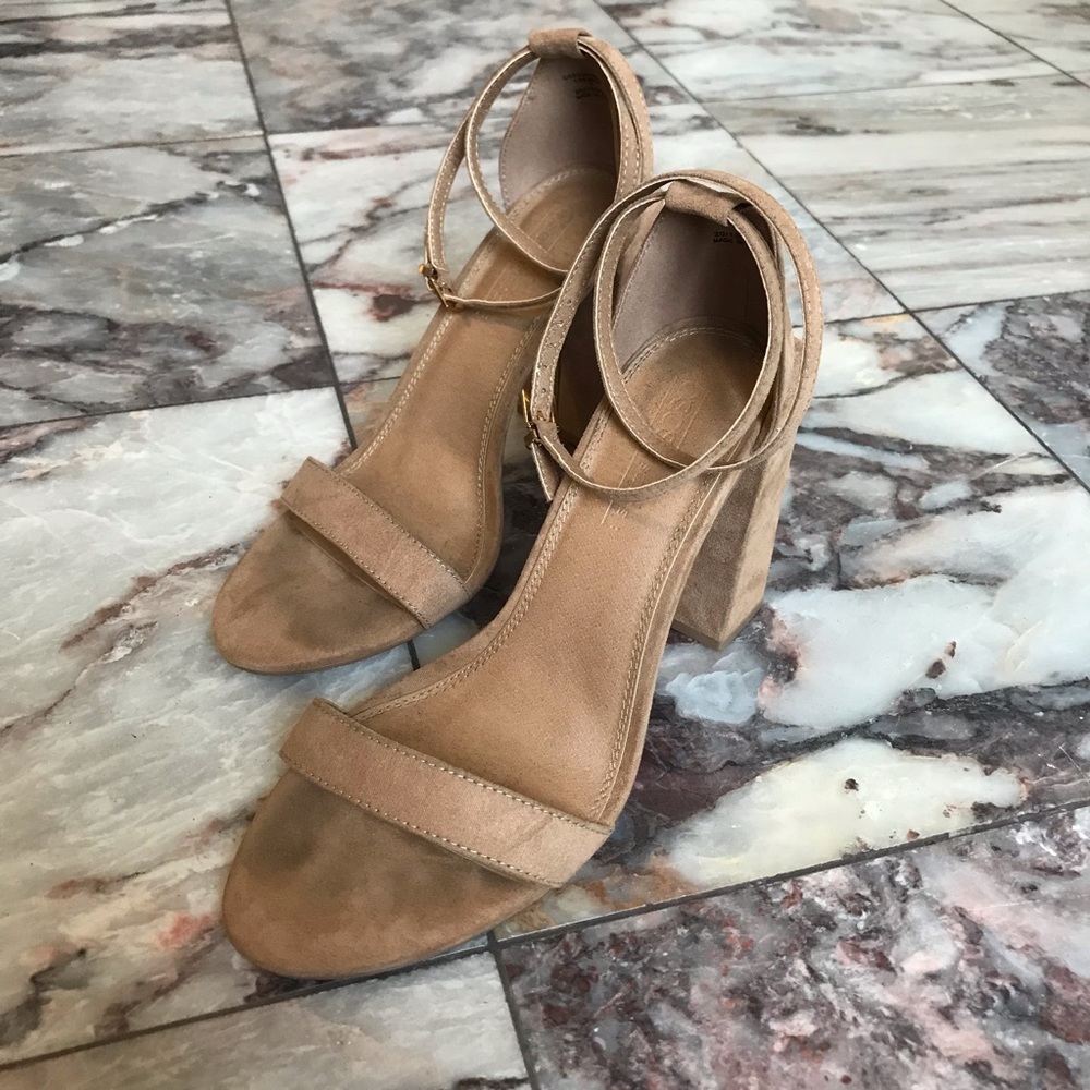 Asos Barely There Block Heeled Sandals Beige 7 - image 3